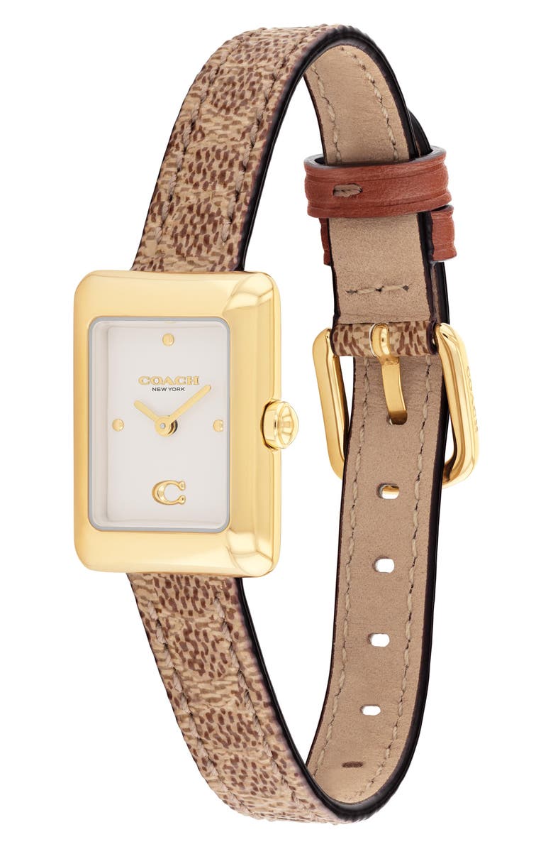 COACH Mara Leather Strap Watch, 22mm x 30mm, Alternate, color, Chalk