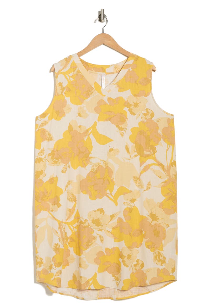 Floral V-Neck Shift Dress, Alternate, color, YELLOW