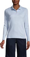 Lands' End School Uniform  Long Sleeve Feminine Fit Interlock Polo Shirt