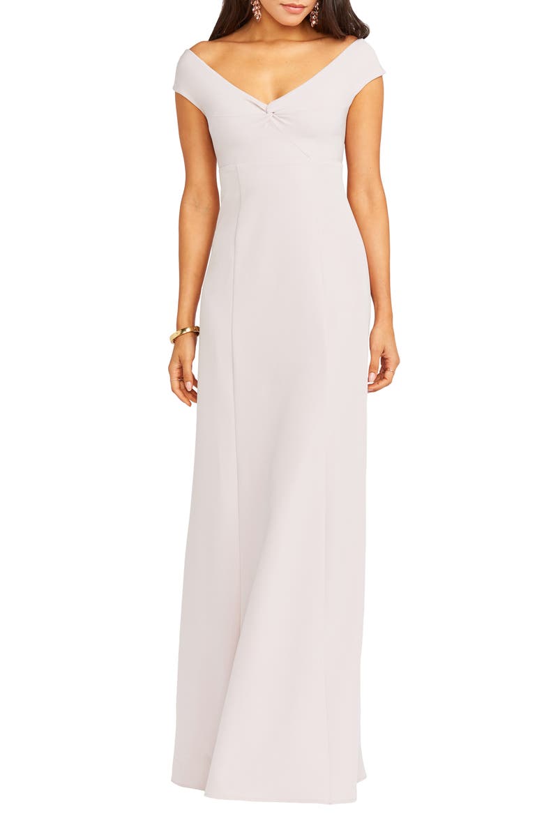 Zurich Front Knot Gown, Main, color, OYSTER CREPE STRETCH