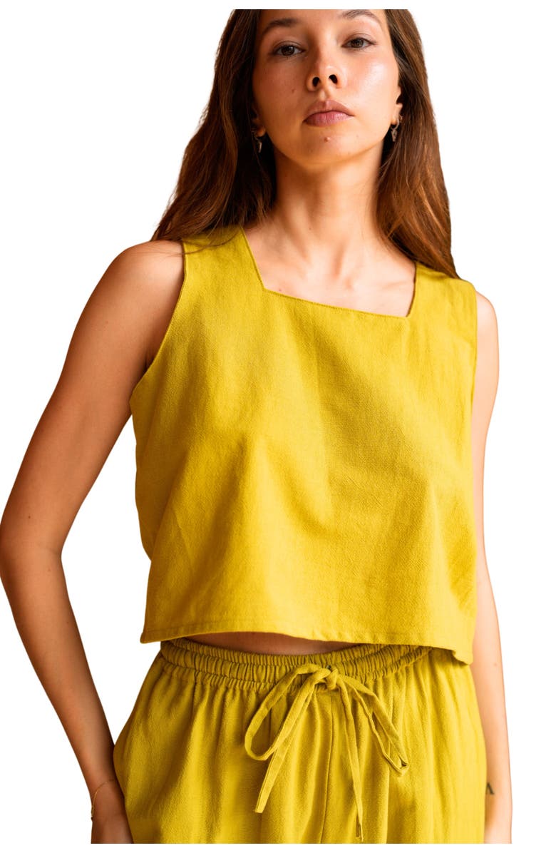 PINK HALEY Becca Linen Top, Main, color, Lemongrass