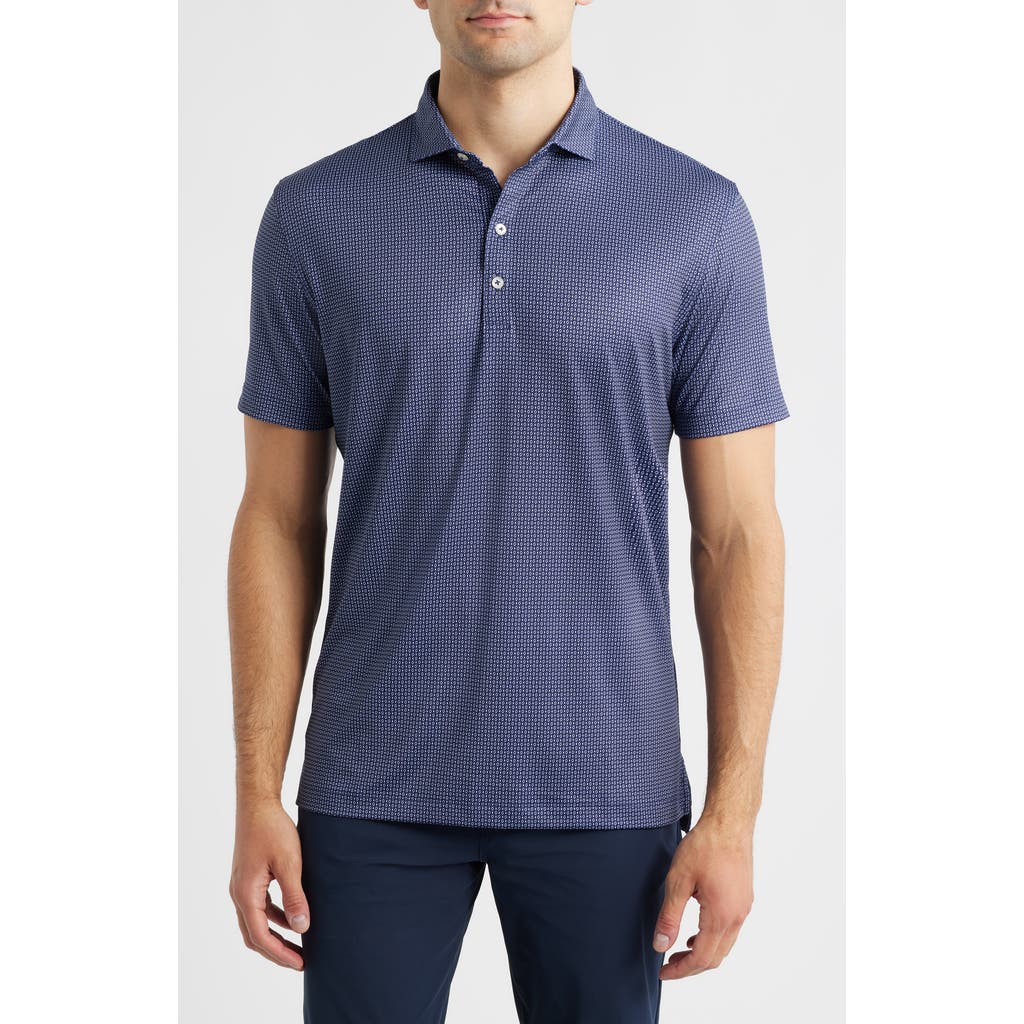 Johnnie-o Connors Geo Print Performance Jersey Polo In Blue