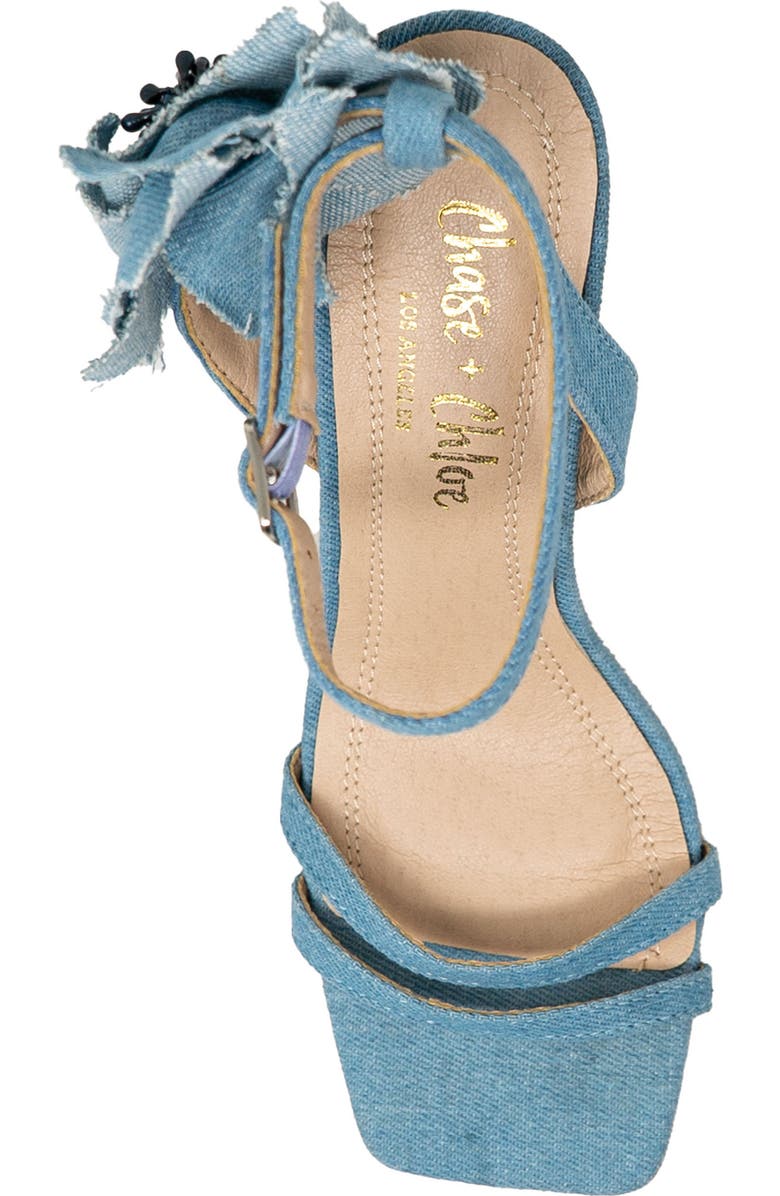 CHASE AND CHLOE Iridessa Fray Rosette Sandal, Alternate, color, Denim Canvas