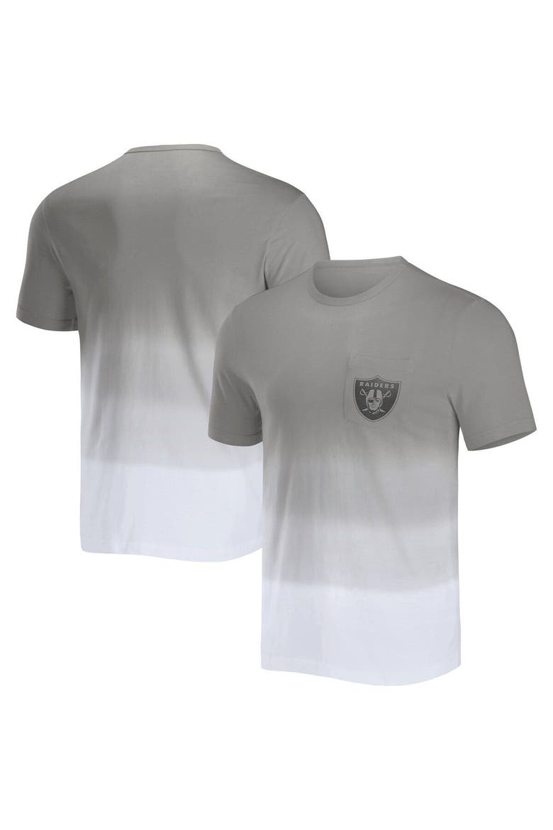 Men's NFL x Darius Rucker Collection by Fanatics Silver/White Las Vegas Raiders Dip Dye Pocket T-Shirt, Main, color, Silver