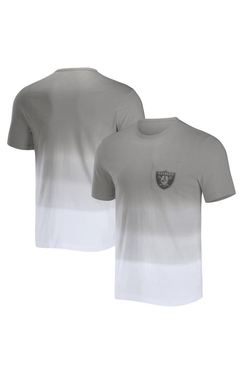 NFL X DARIUS RUCKER Men's NFL x Darius Rucker Collection by Fanatics Silver/White Las Vegas Raiders Dip Dye Pocket T-Shirt, Main, color, Silver