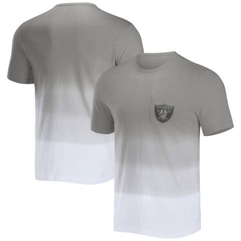 Men's NFL x Darius Rucker Collection by Fanatics Silver/White Las Vegas Raiders Dip Dye Pocket T-Shirt