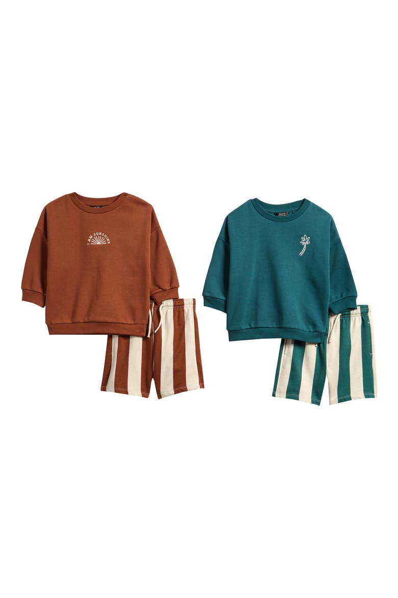 Kids' 4-Pack Assorted Sweatshirts & Shorts Set, Main, color, BROWN/GREEN