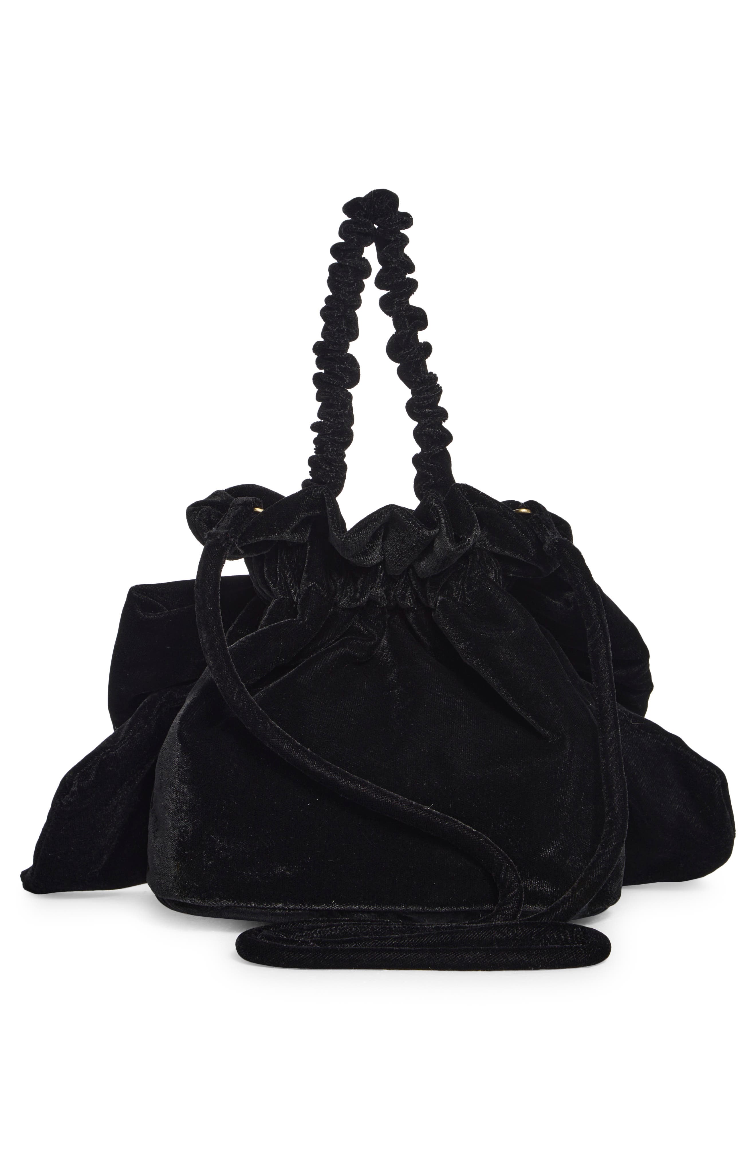 Free People Belle Velvet Bow Bag, Alternate, color, Black