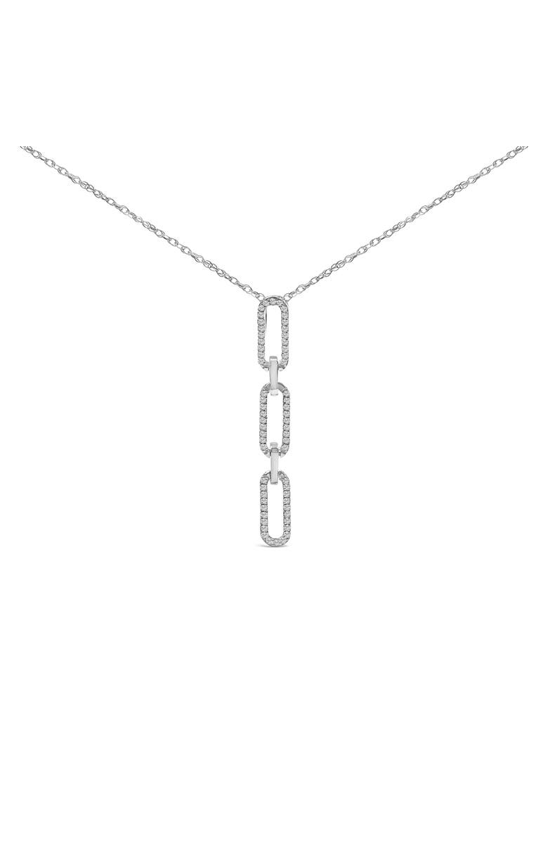 Haus of Brilliance 14K White Gold 1/10 Cttw Diamond Triple Paper Clip Pendant Necklace, Main, color, White Gold