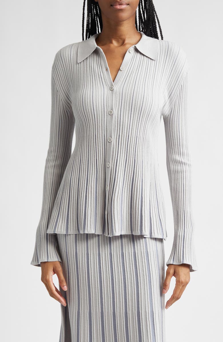 Emporio Armani Plated Cardigan, Main, color, Pearl