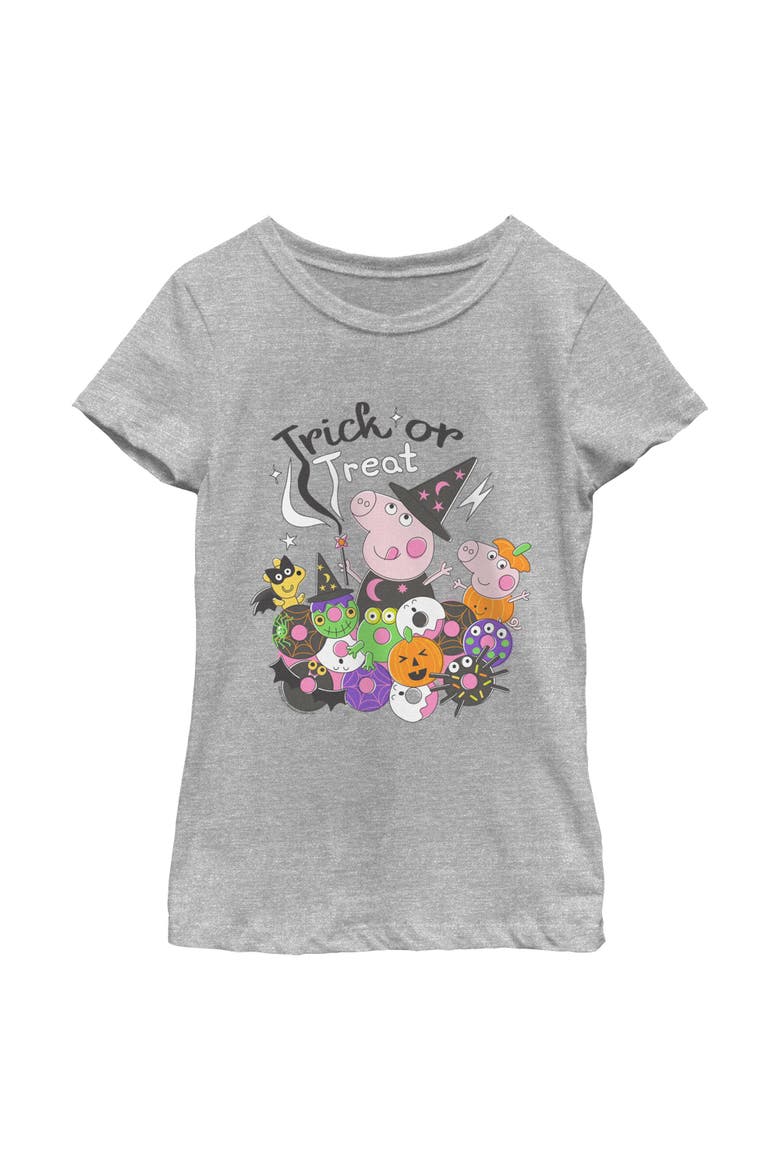 Girls Peppa Pig Trick-or-treat Donuts T Shirt, Main, color, Athletic Heather