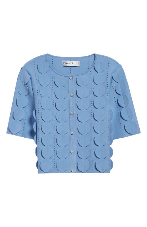 Shop Oscar De La Renta 3d Circle Crop Cardigan In Opal