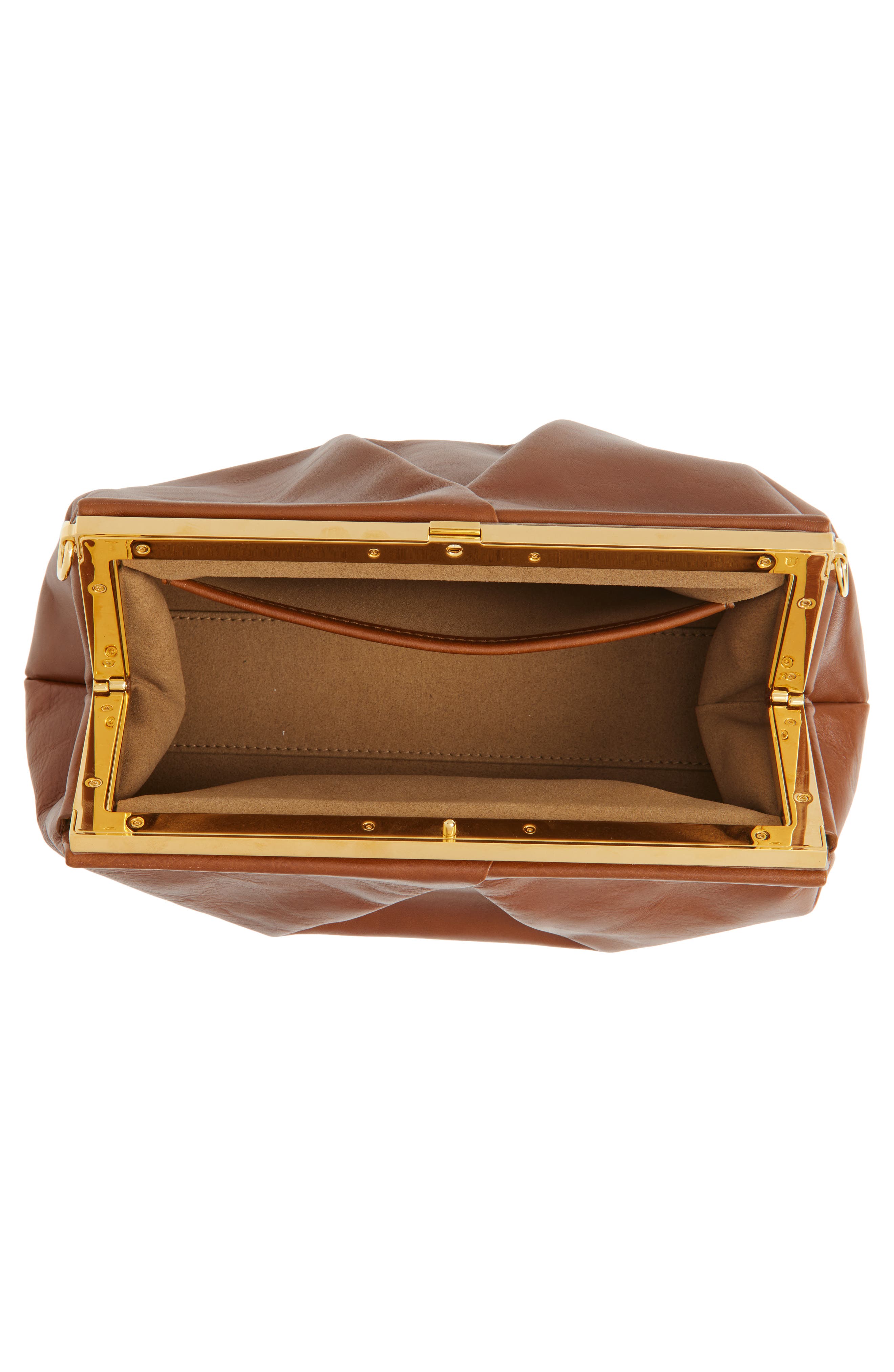 Dries Van Noten Pleated Leather Clutch, Alternate, color, Tan 712