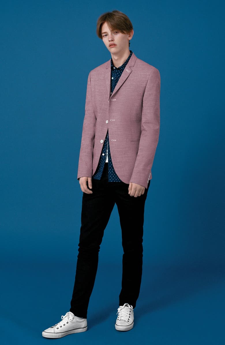 Topman Star Print Cotton Shirt, Alternate, color, 