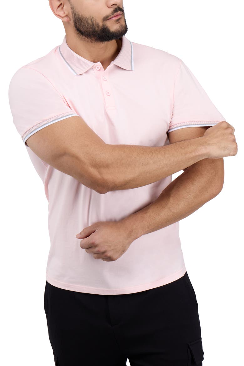 Texture Cotton Knit Polo, Alternate, color, LIGHT PINK/ LIGHT HEATHER GREY