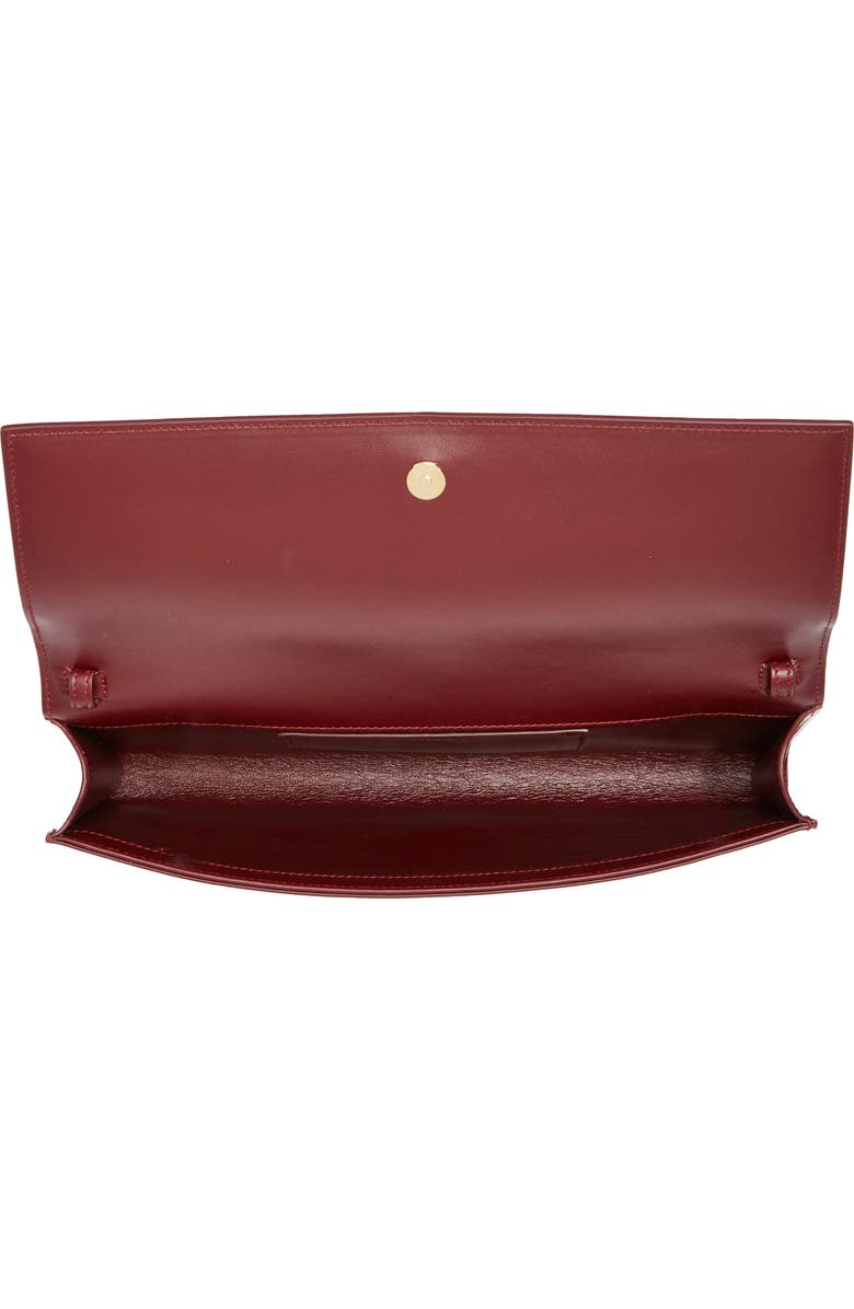 Saint Laurent Kate Patent Leather Clutch on a Chain, Alternate, color, Gloss Burgundy