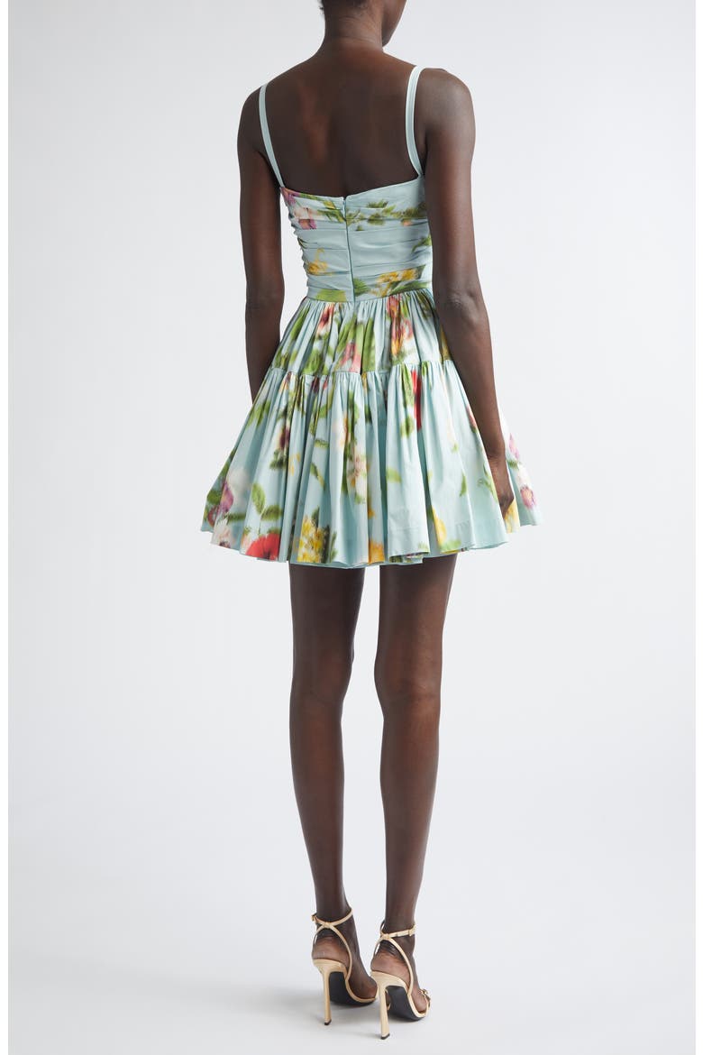 Chiné Floral Print Ruched Cotton Stretch Poplin Sundress, Alternate, color, SALTWATER MULTI