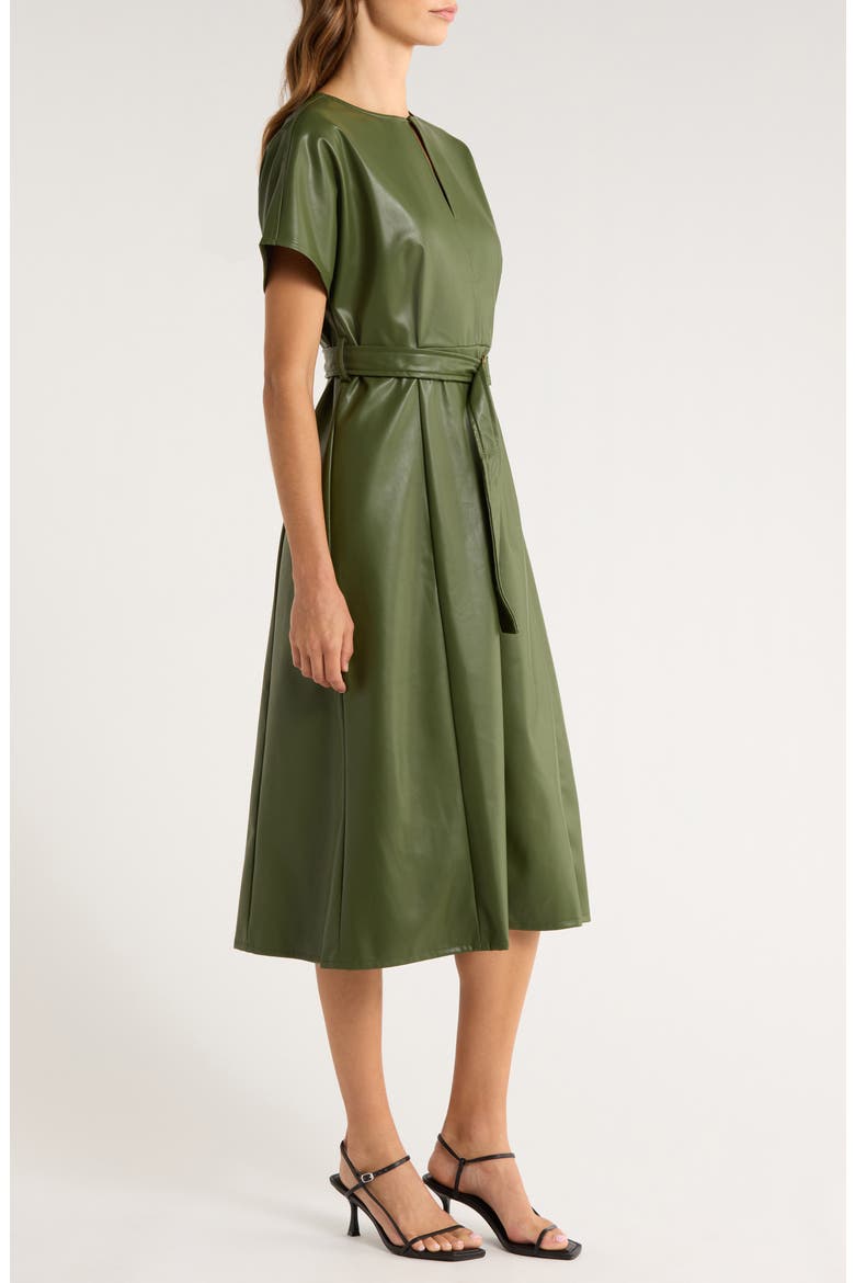 Faux Leather Midi Dress, Alternate, color, SPRUCE