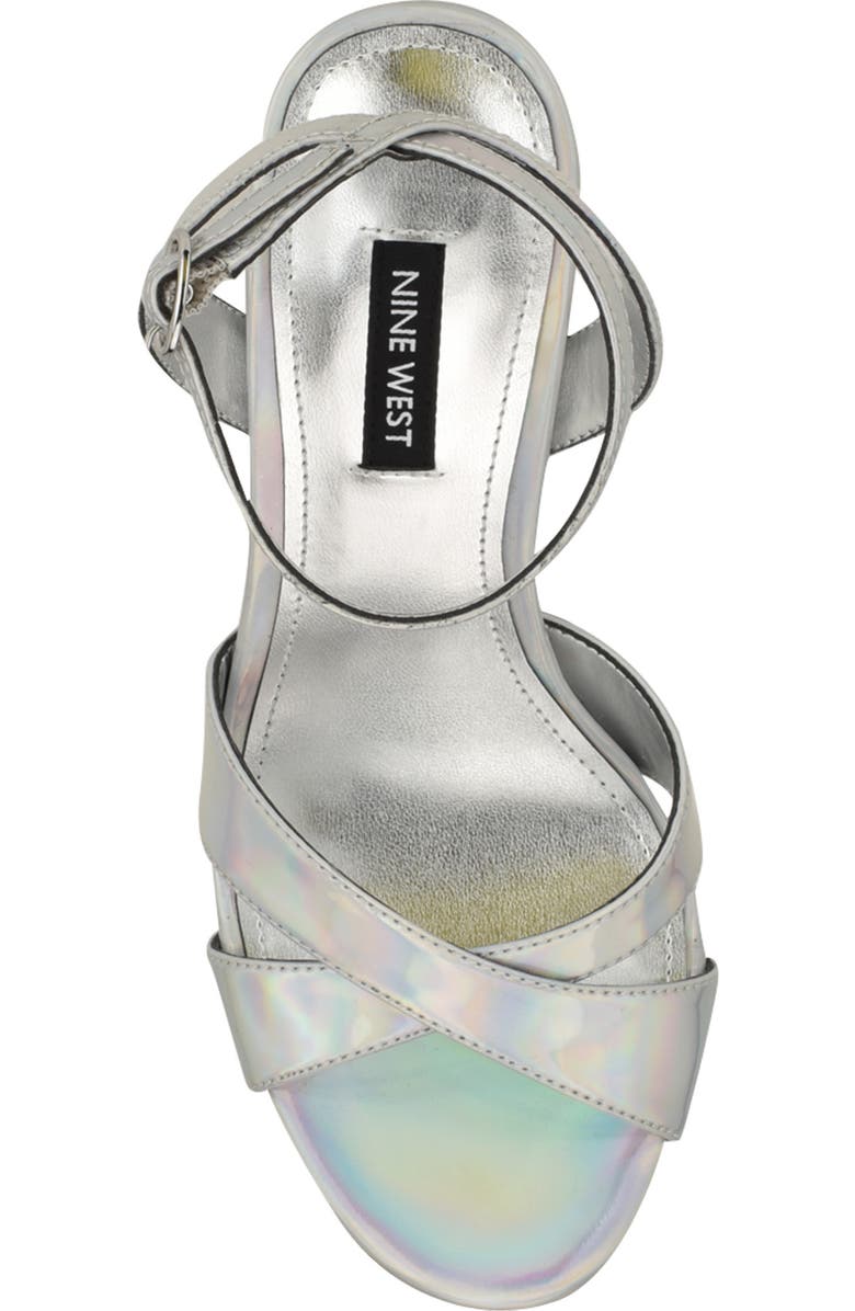 Nine West Jessie Ankle Strap Platform Sandal, Alternate, color, Silver