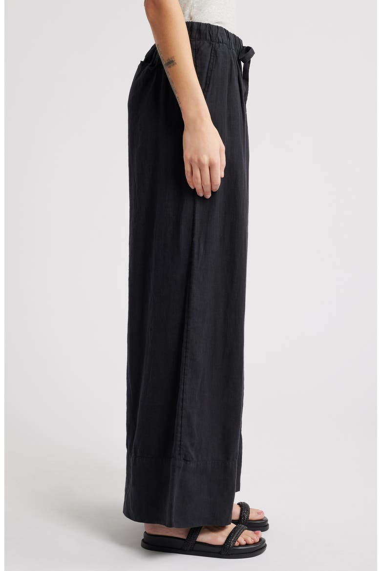 Wide Leg Linen Pants, Alternate, color, BLACK