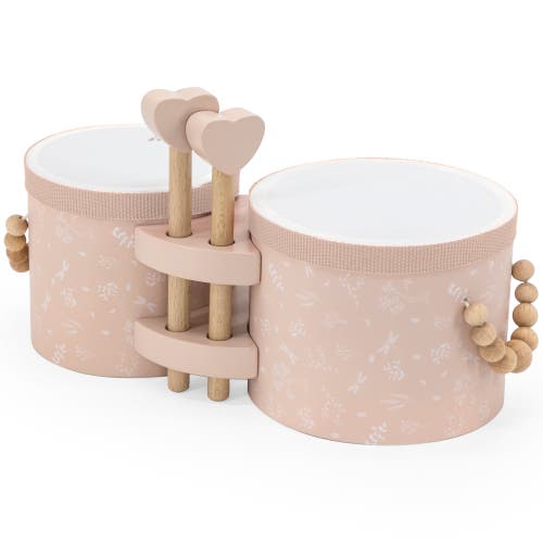 Label Label Wooden Bongos Pink, 2 Heartshaped Drum Sticks, Ages 2+ in Multicolored  product