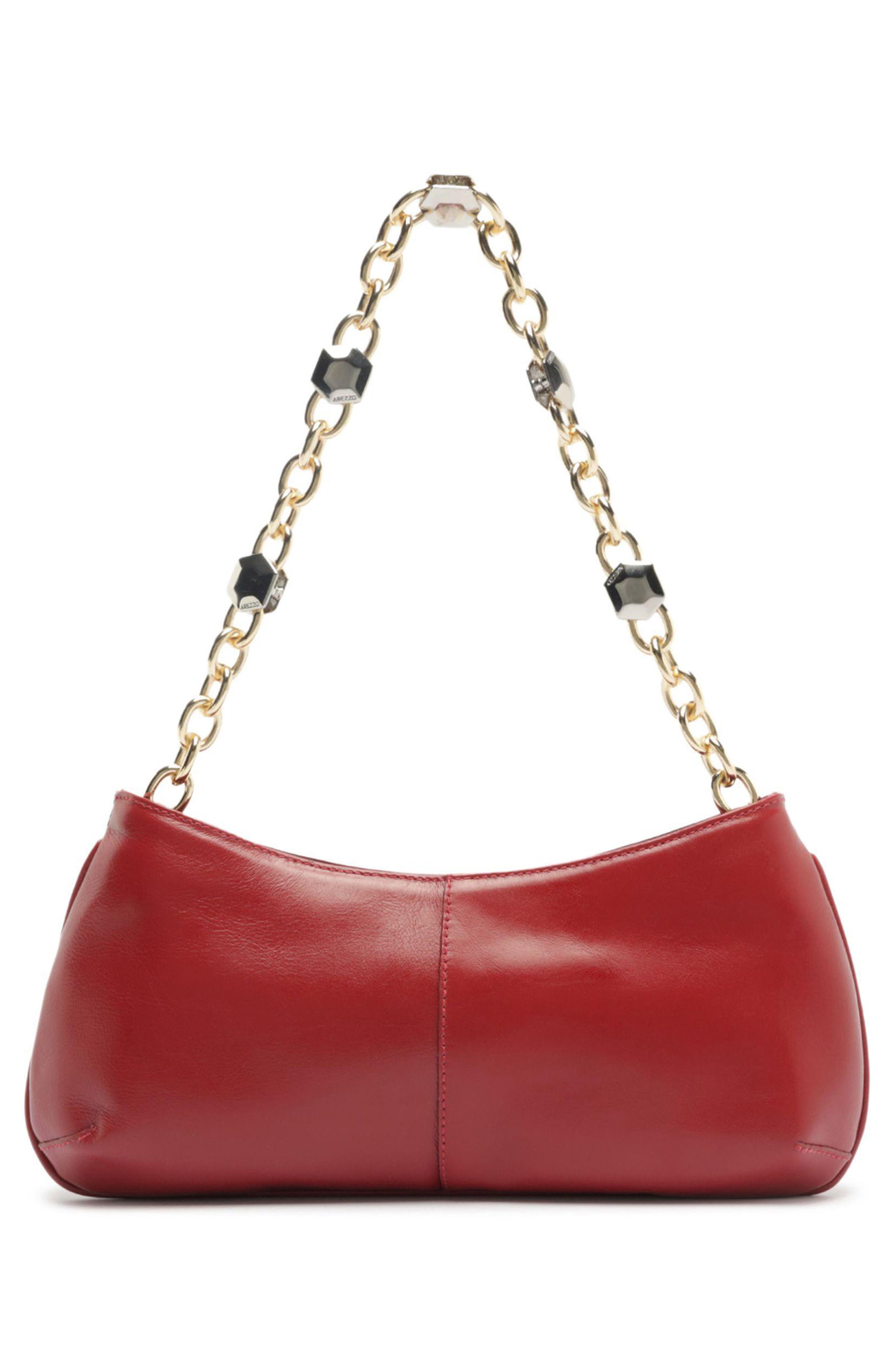 Small Luna Baguette Leather Shoulder Bag, Alternate, color, PASSION RED