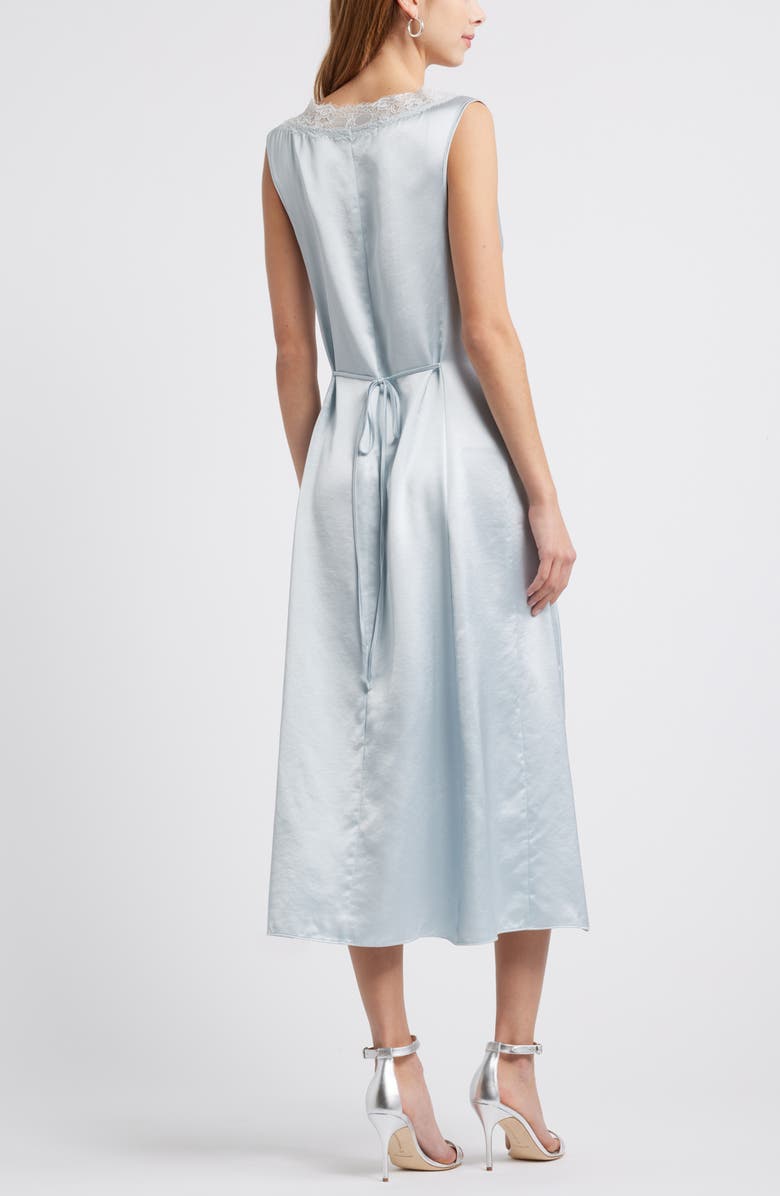 Open Edit Lace Trim Satin Slipdress, Alternate, color, Blue Air