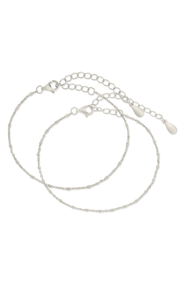 Sterling Forever Chloe Set of 2 Station Bracelets, Main, color, Silver
