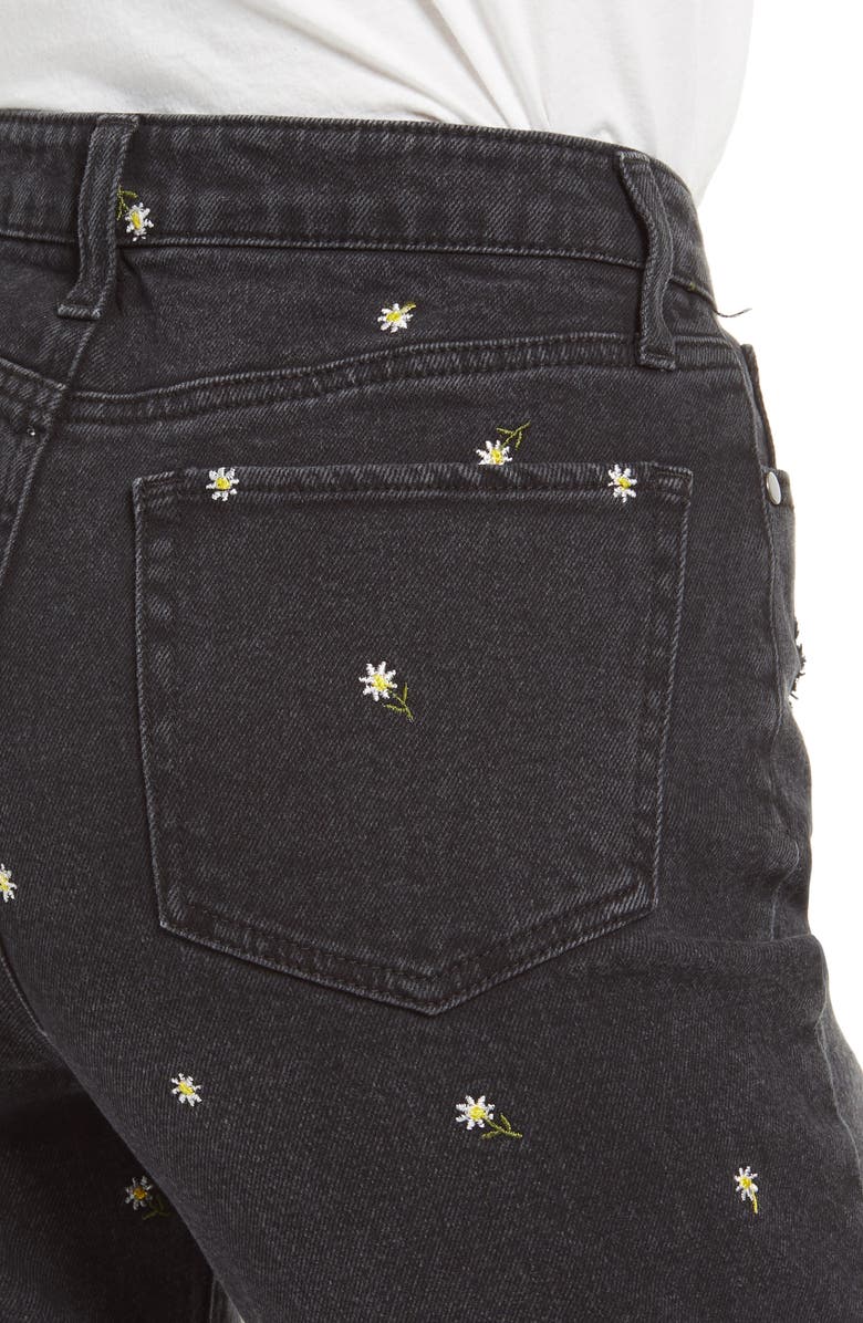 Tinsel Daisy Embroidered Ripped High Waist Mom Jeans, Alternate, color, 