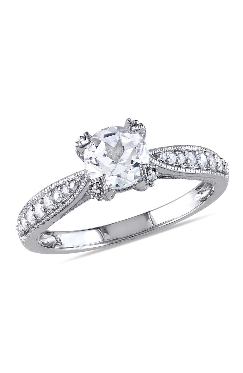Julianna B. Created White Sapphire & Diamond Engagement Ring, Main, color, Sterling Silver