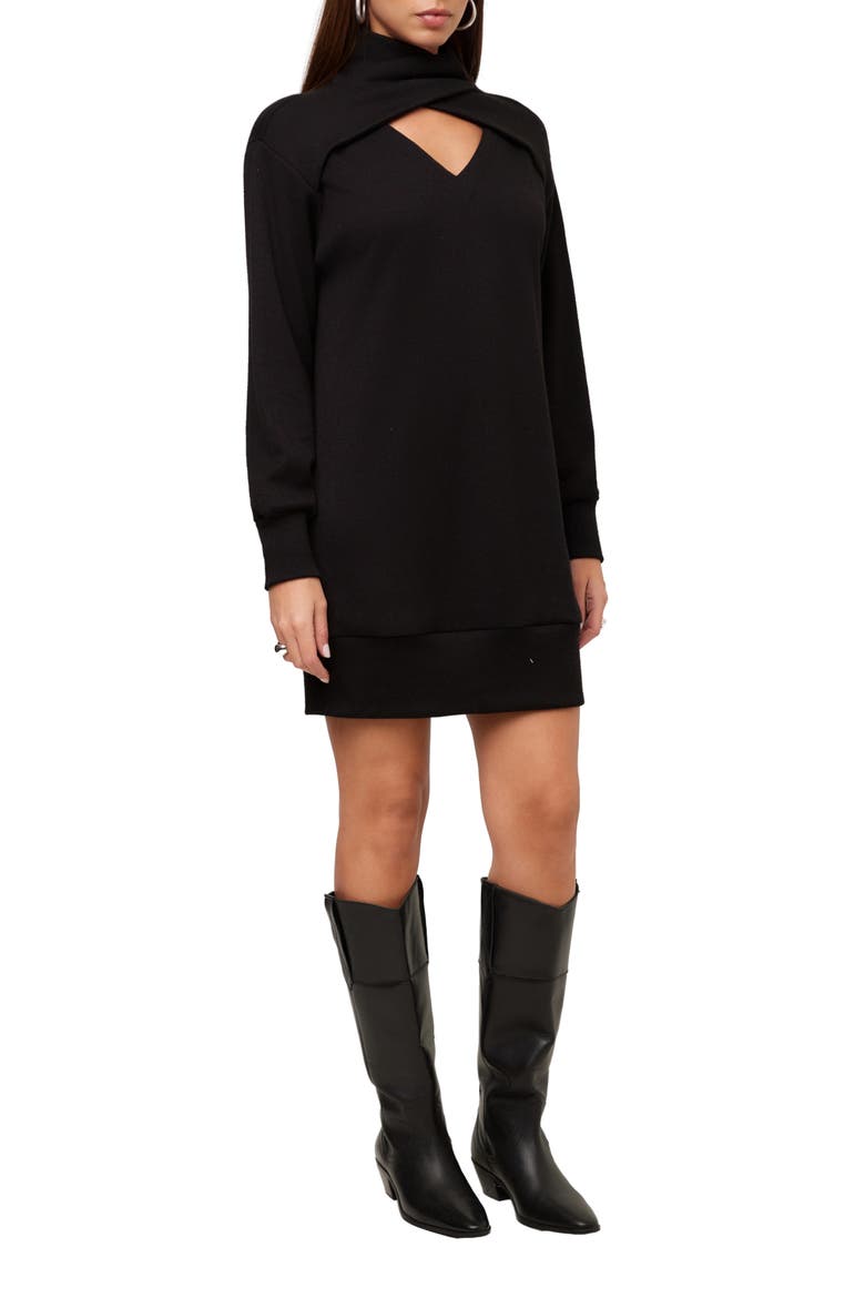 Claylee Turtleneck Cutout Dress, Alternate, color, BLACK