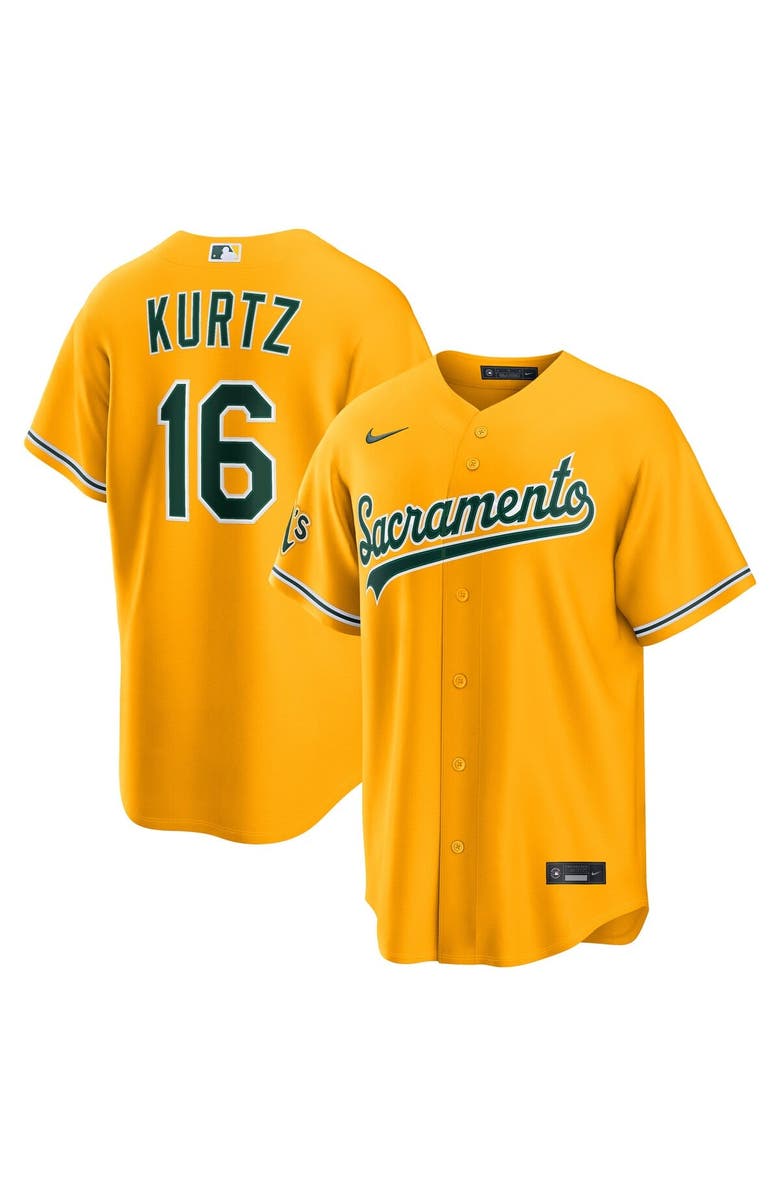 Nike Men's Nike Nick Kurtz Gold Athletics Alternate Stadium Jersey, Main, color, Gold