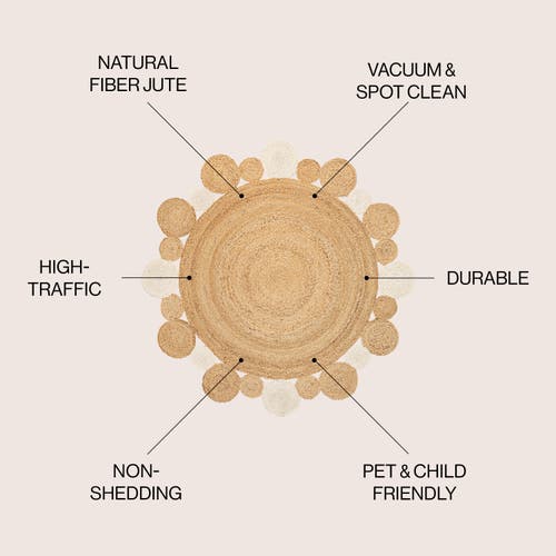 Jonathan Y Ayana Two-tone Jute Hippy Circle Round Area Rug In Natural/cream