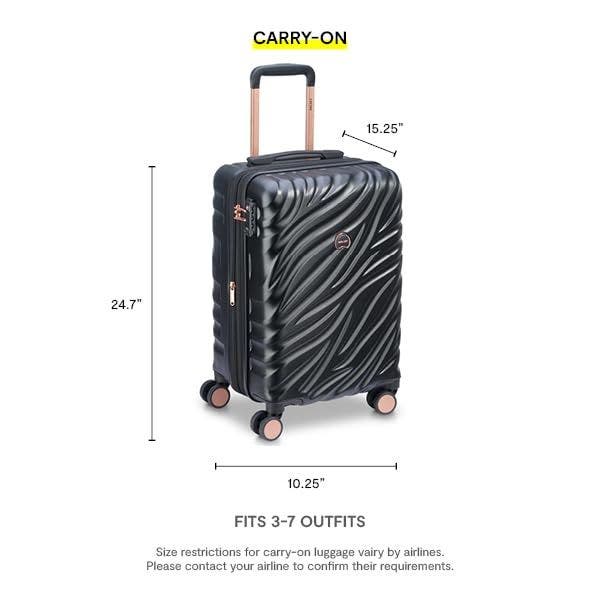 Delsey Paris Alexis Hardside 21-Inch Carry-On Expandable Spinner Luggage, Alternate, color, Black/Rose Gold