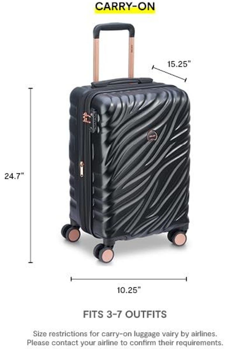Delsey Paris Alexis Hardside 21-Inch Carry-On Expandable Spinner Luggage, Alternate, color, Black/Rose Gold