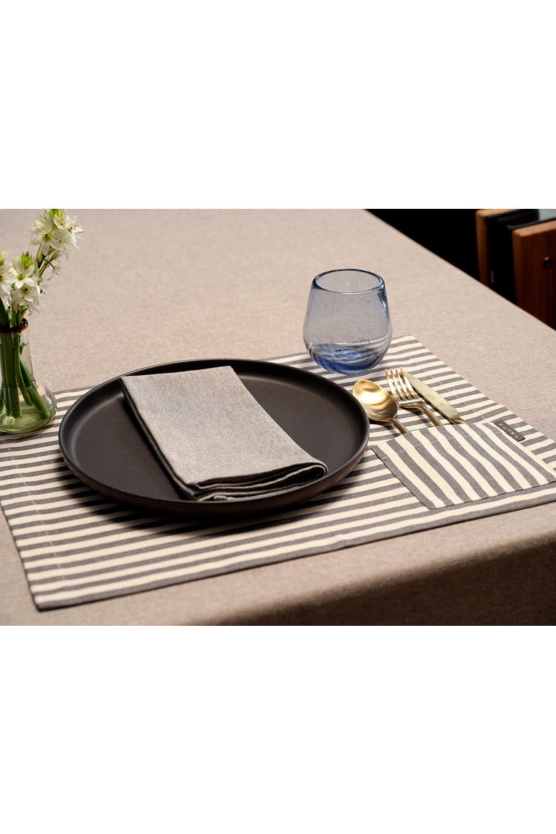 Cotton Cloth Placemats, Alternate, color, Black