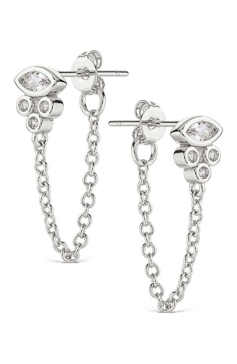 Evil Eye Chain Drop Front/Back Earrings