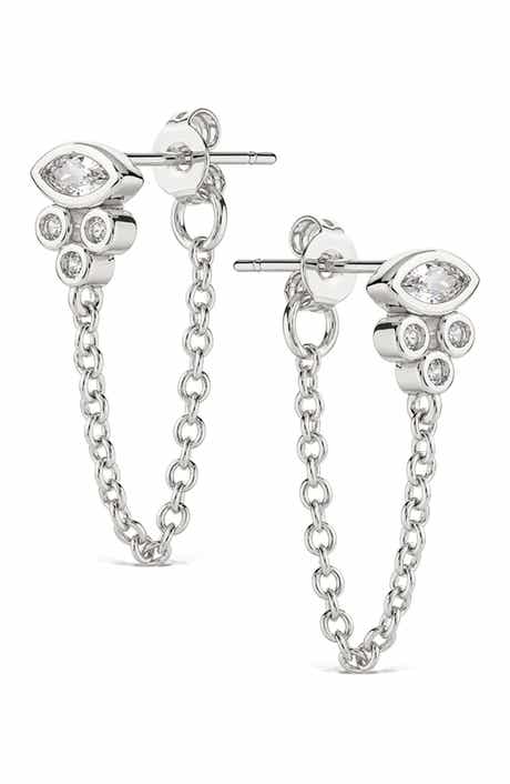 Evil Eye Chain Drop Front/Back Earrings