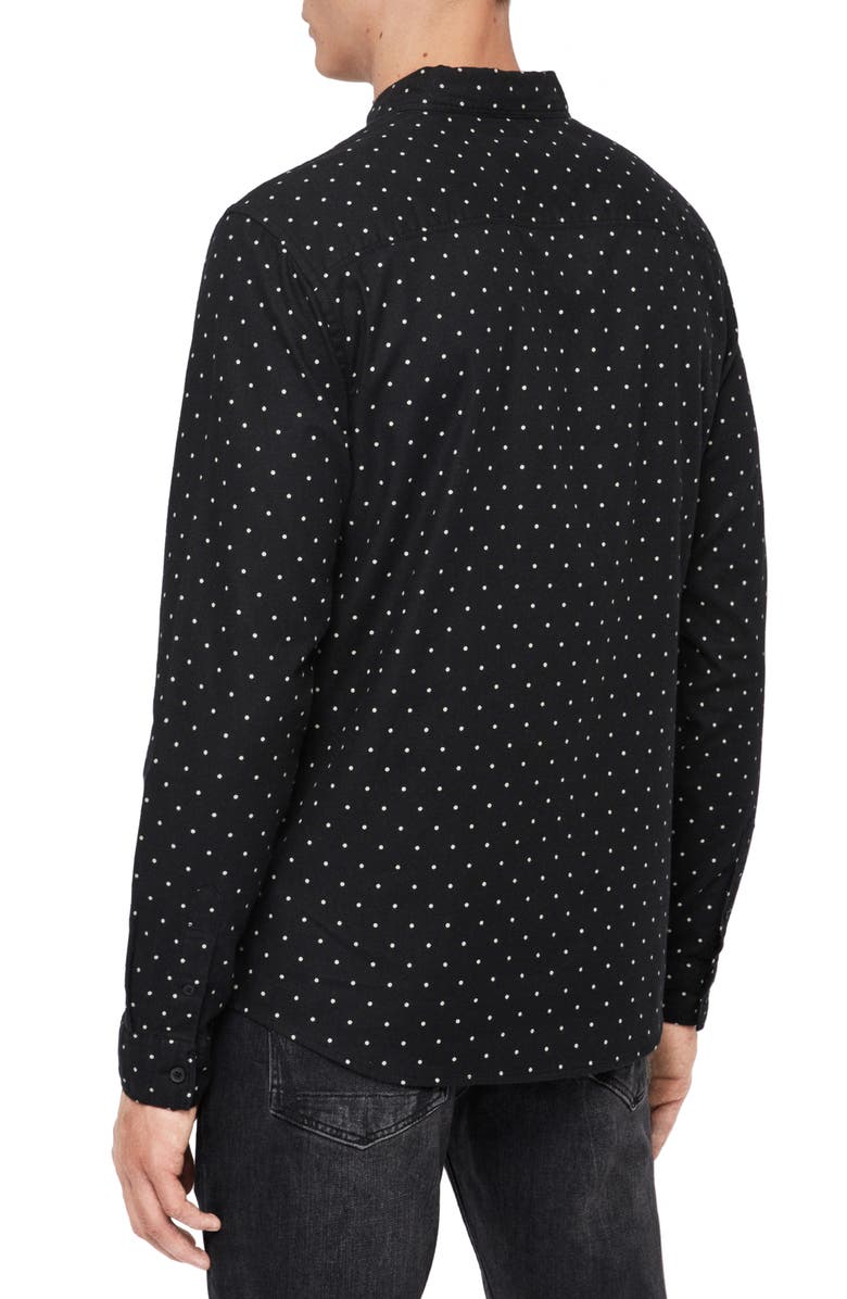 AllSaints Bethel Slim Fit Dot Flannel Shirt, Alternate, color, 