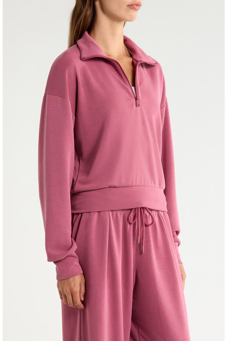 Sandwash Half Zip Pullover, Alternate, color, MUTED MAUVE
