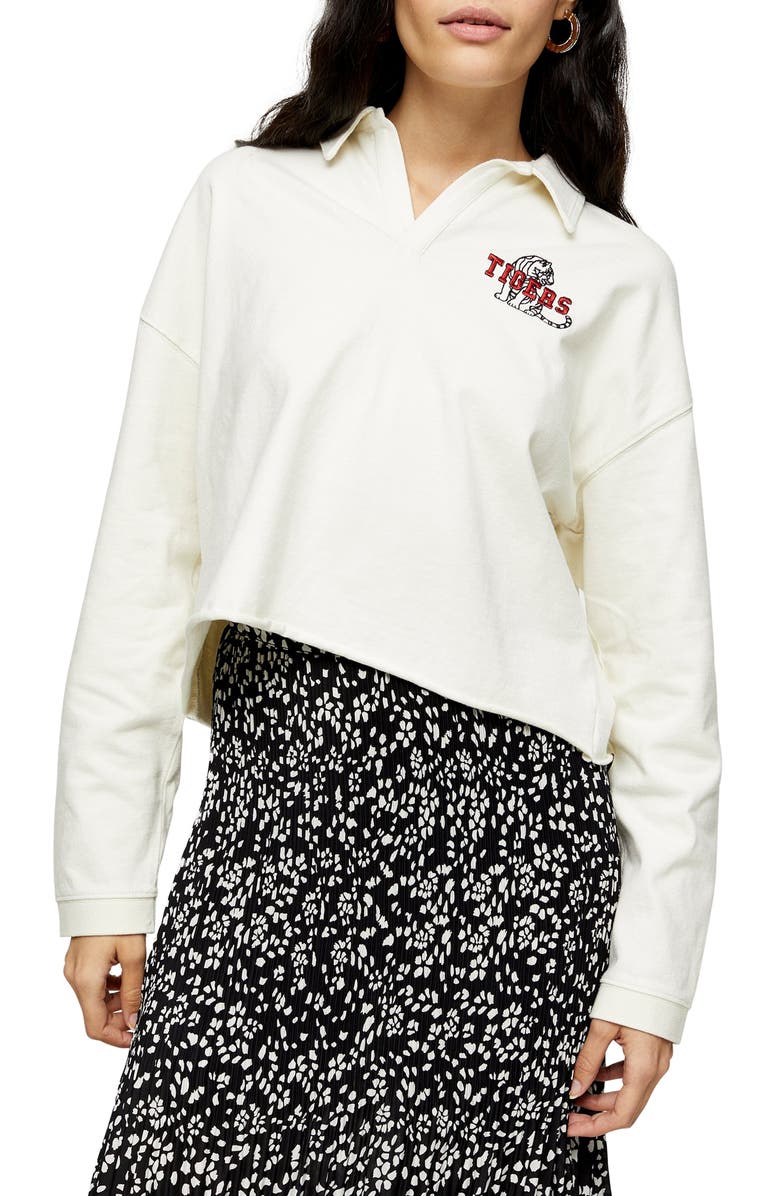 Topshop Tigers Rugby Polo Shirt, Main, color, 