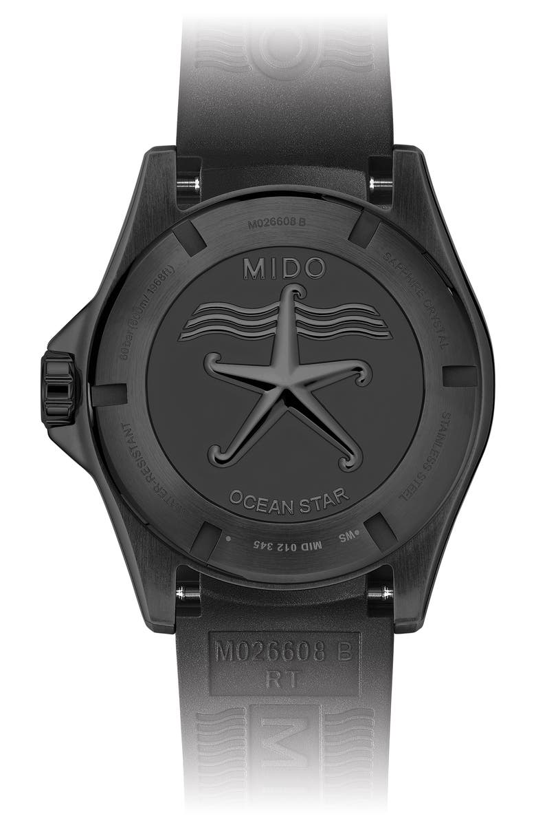 MIDO Ocean Star 600 Chronometer Bracelet Watch & Rubber Strap Gift Set, 43.5mm, Alternate, color, Black