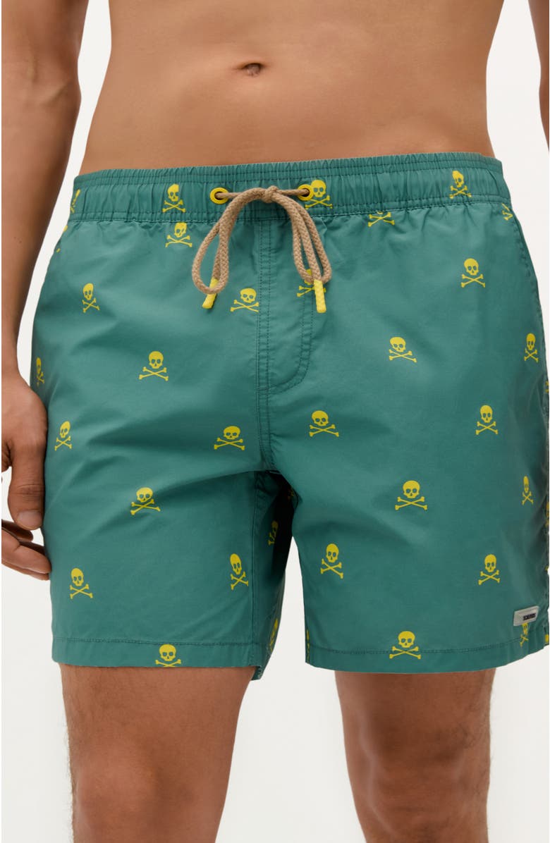 Scalpers Neon Skull Swimsuit, Main, color, Khaki