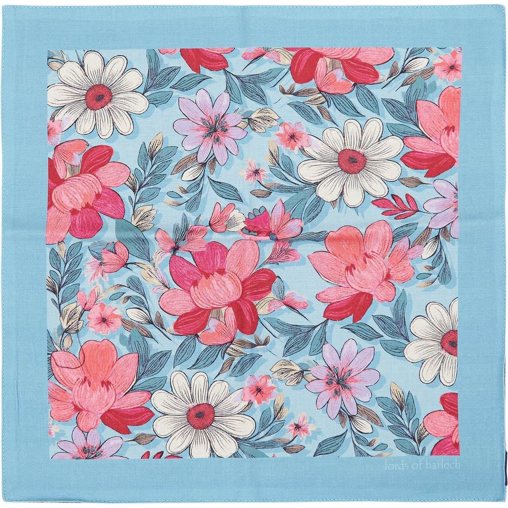 Lords Of Harlech Hudson Merino Wool Handkerchief Pocket Square In Blue