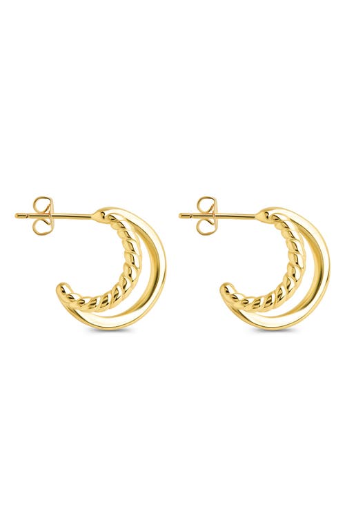 Sterling Forever Arcadia Double Row Huggie Hoop Earrings In Gold