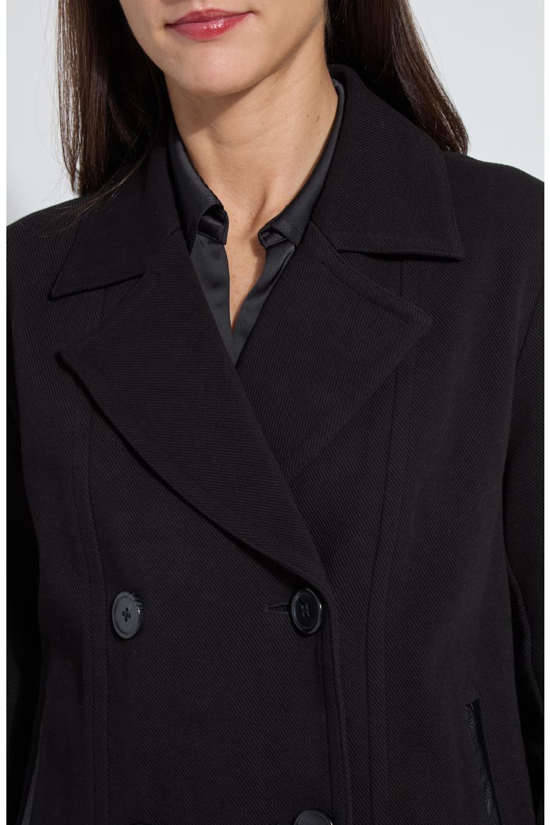 Alma Calvary Stretch Cotton Twill Peacoat, Alternate, color, BLACK