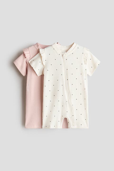 2-pack Frill-trimmed Cotton Sleepsuits