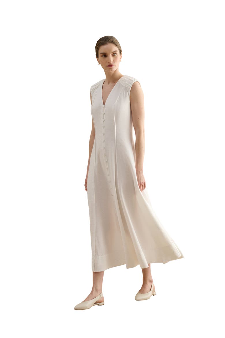 Elida Button-Front Midi Dress, Main, color, Ivory