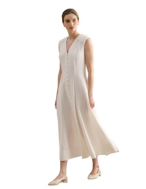 Elida Button-Front Midi Dress