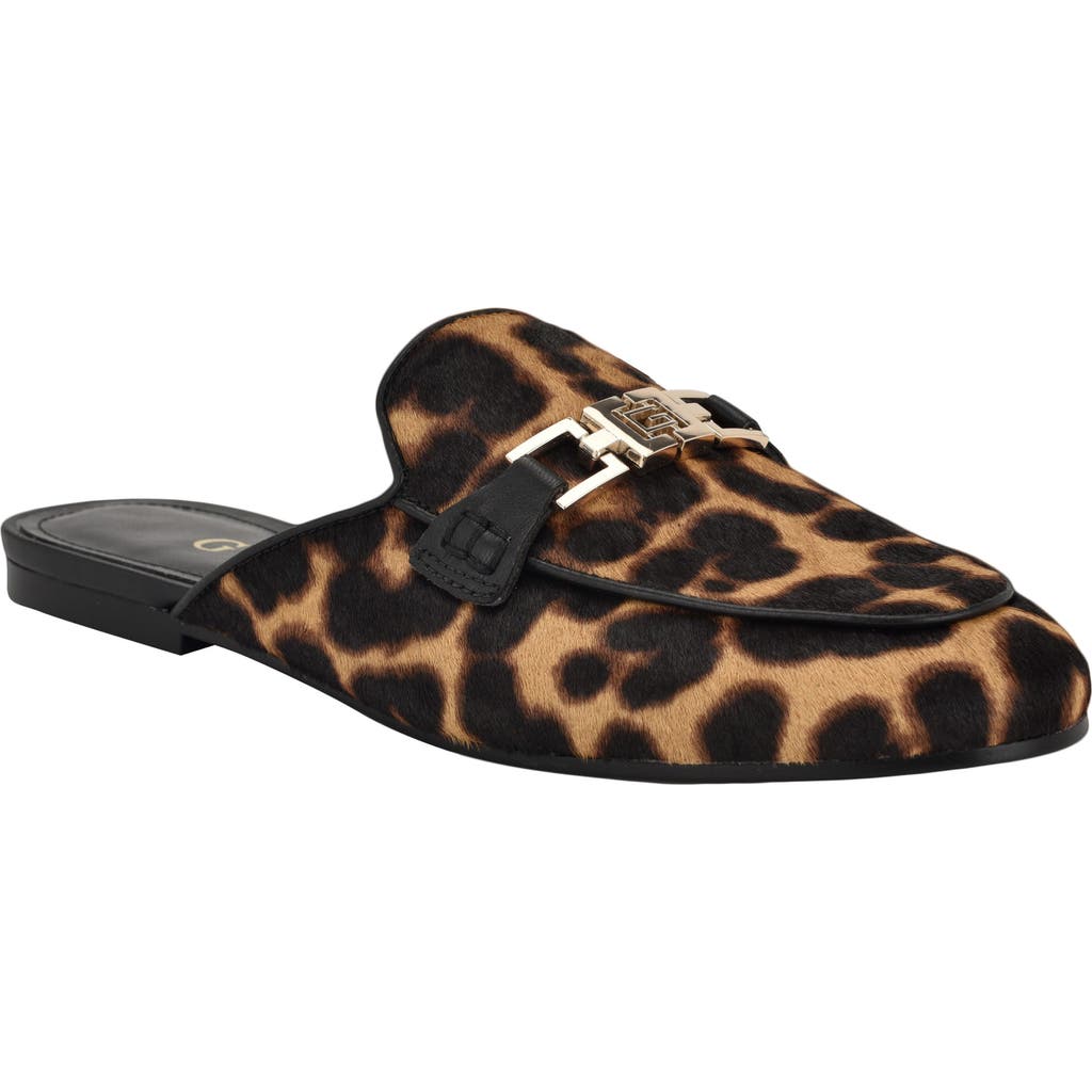 Guess Bommy Genuine Calf Hair Mule In Animal Print